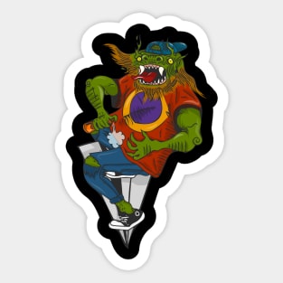 Skater Dragon Sticker